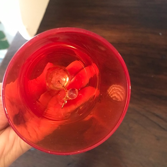 Red Glass Bell 6” Inch With Clear Handle - Picture 2 of 2